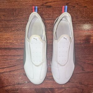Puma bmw Women's White and Gray Slip-On Sneakers
